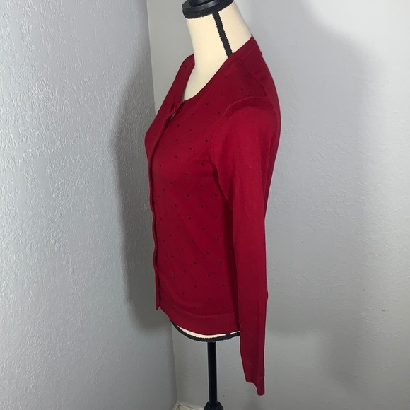 Karen Scott Red Button Down Polka Dot Cardigan Size Extra Small - Picture 2 of 12